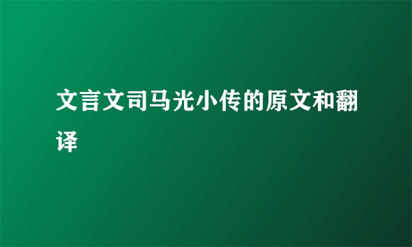 文言文司马光小传的原文和翻译