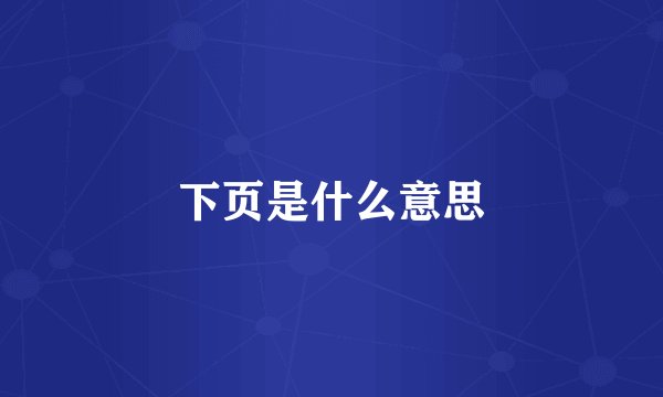 下页是什么意思