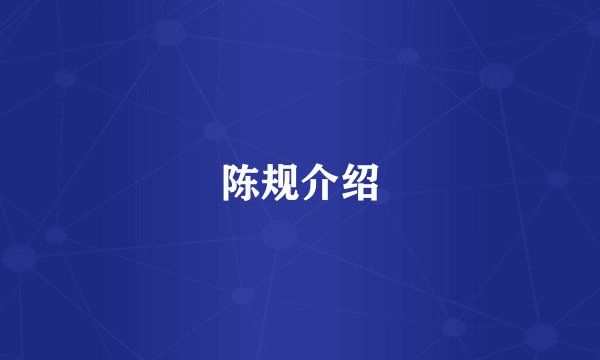 陈规介绍