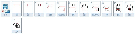 请问葡萄这两个字怎样写楷书才好看