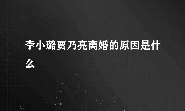 李小璐贾乃亮离婚的原因是什么