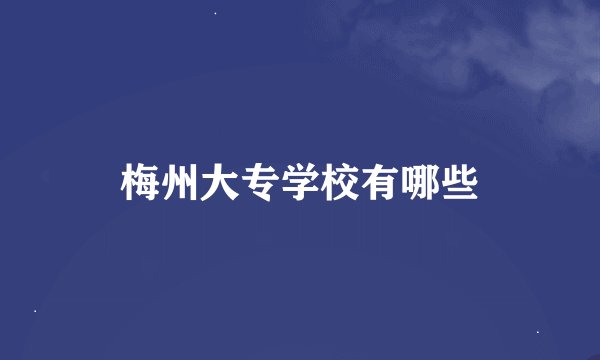 梅州大专学校有哪些