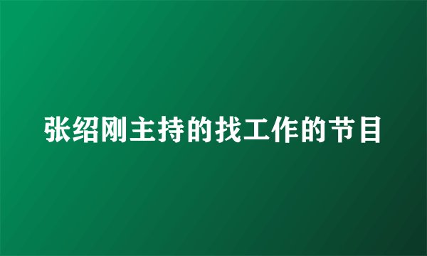 张绍刚主持的找工作的节目