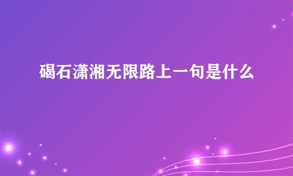 碣石潇湘无限路上一句是什么