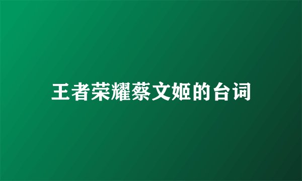 王者荣耀蔡文姬的台词