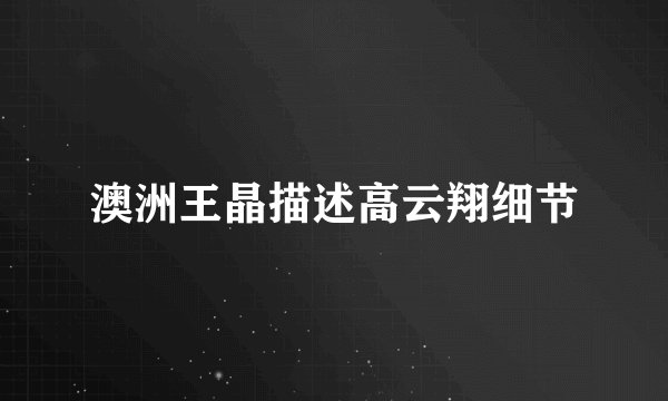 澳洲王晶描述高云翔细节