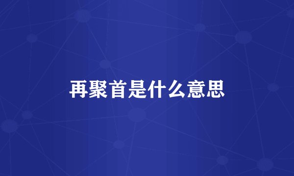 再聚首是什么意思