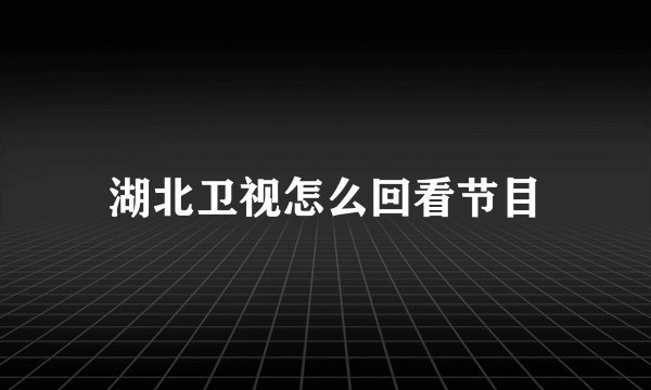 湖北卫视怎么回看节目