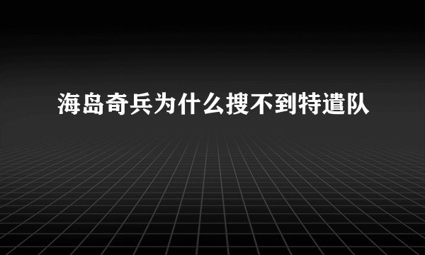 海岛奇兵为什么搜不到特遣队