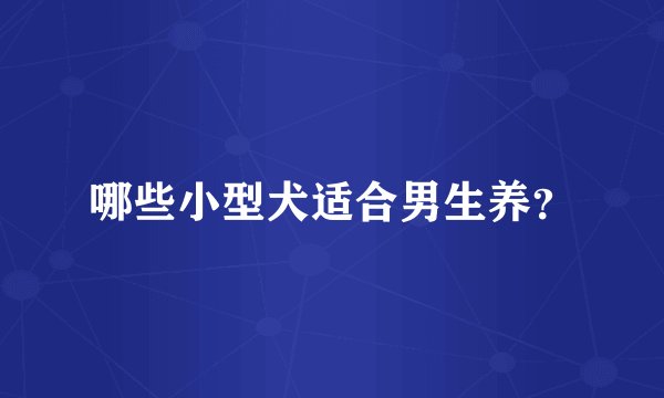 哪些小型犬适合男生养？