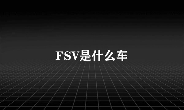 FSV是什么车