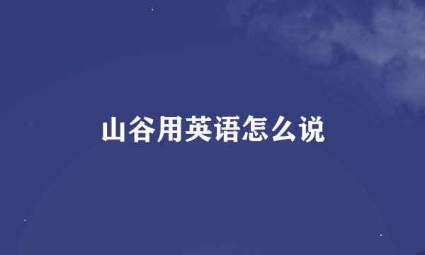 山谷用英语怎么说