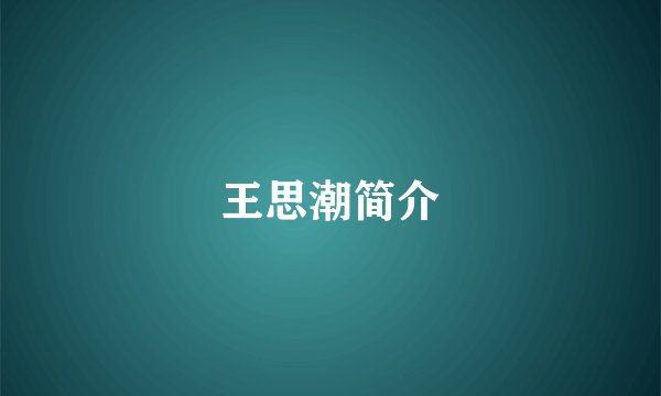 王思潮简介