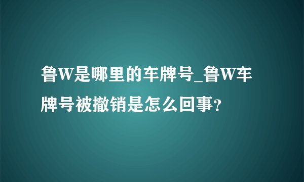 鲁W是哪里的车牌号_鲁W车牌号被撤销是怎么回事？