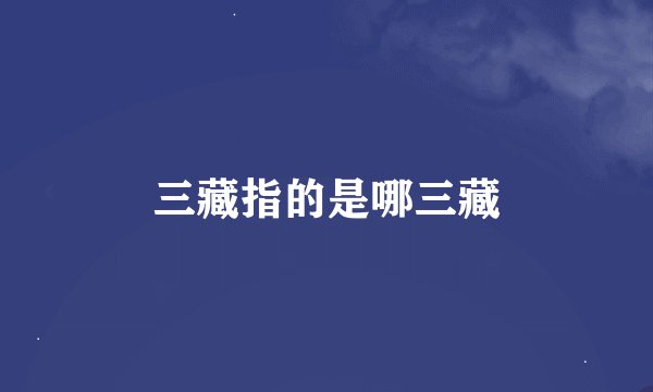 三藏指的是哪三藏