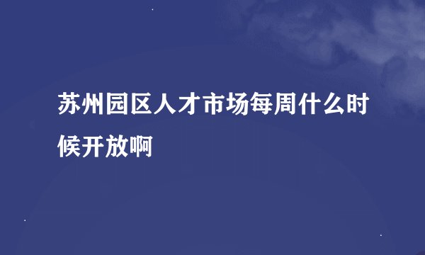 苏州园区人才市场每周什么时候开放啊