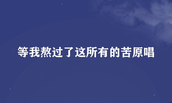 等我熬过了这所有的苦原唱