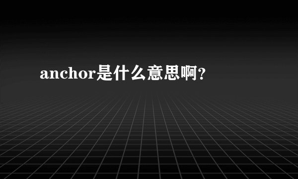 anchor是什么意思啊？