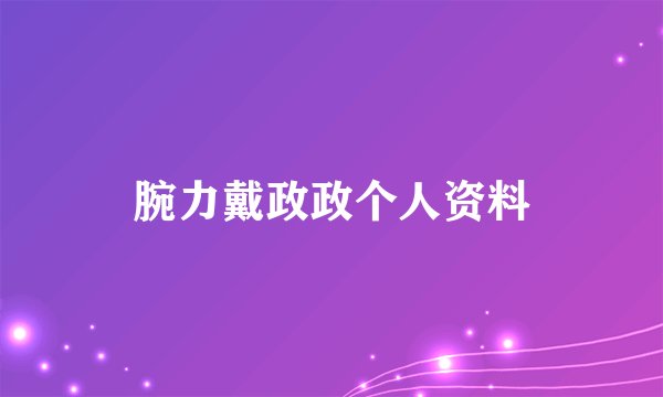 腕力戴政政个人资料