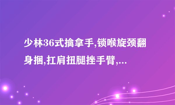 少林36式擒拿手,锁喉旋颈翻身捆,扛肩扭腿挫手臂,厉害的格斗术