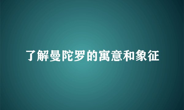 了解曼陀罗的寓意和象征