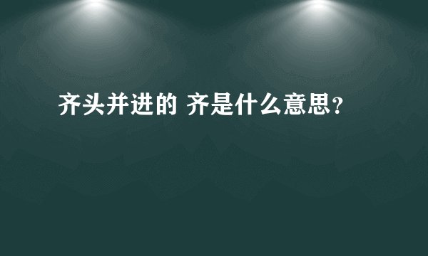 齐头并进的 齐是什么意思？