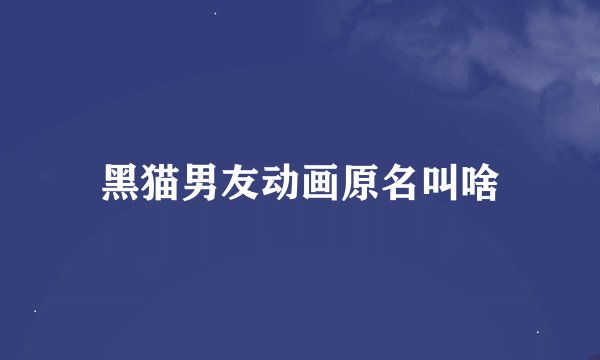 黑猫男友动画原名叫啥