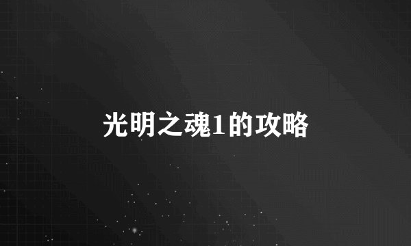光明之魂1的攻略
