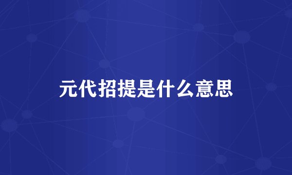 元代招提是什么意思