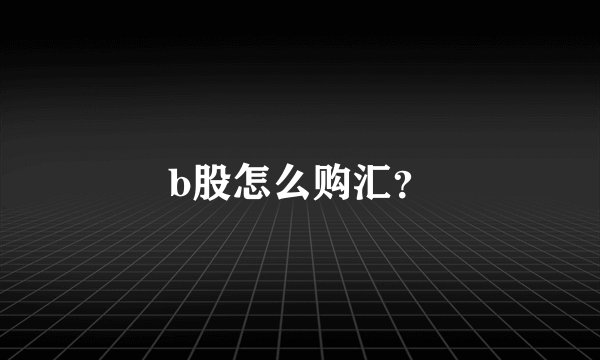 b股怎么购汇？