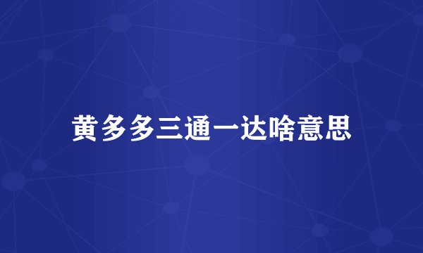 黄多多三通一达啥意思
