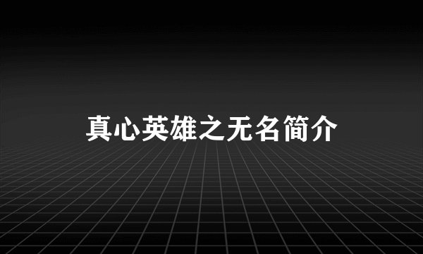 真心英雄之无名简介