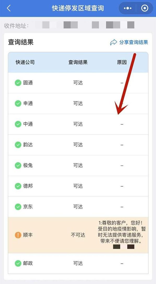 快递100怎么查停发区域