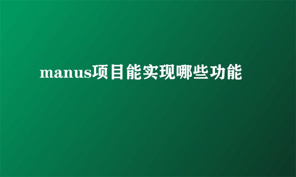 manus项目能实现哪些功能