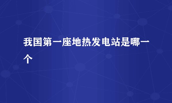 我国第一座地热发电站是哪一个