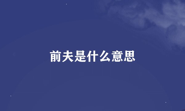 前夫是什么意思