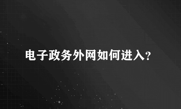 电子政务外网如何进入？