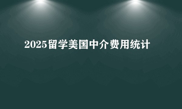 2025留学美国中介费用统计