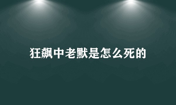 狂飙中老默是怎么死的