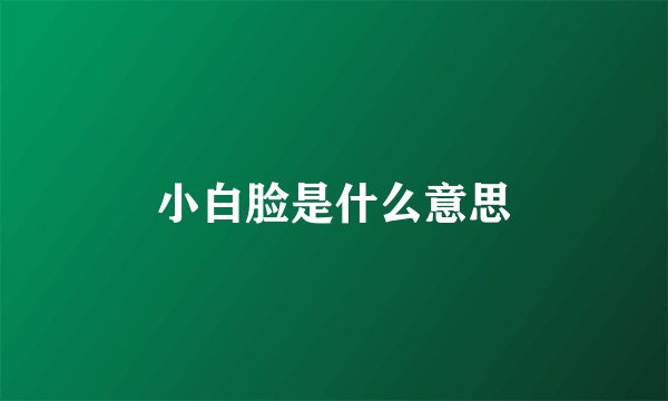 小白脸是什么意思