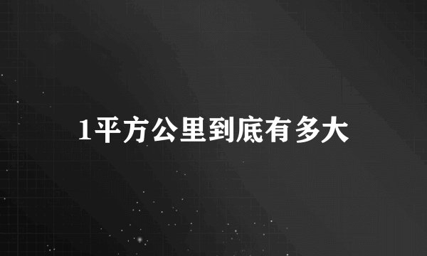 1平方公里到底有多大