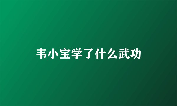 韦小宝学了什么武功