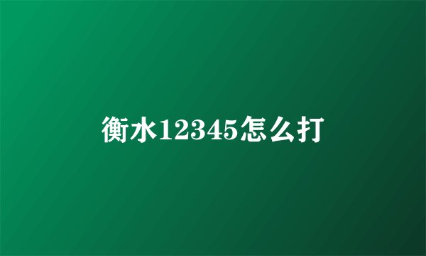 衡水12345怎么打