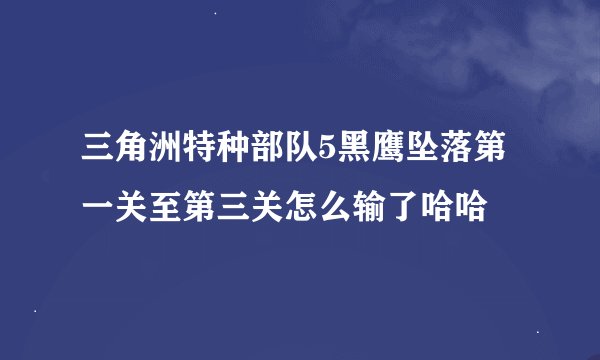 三角洲特种部队5黑鹰坠落第一关至第三关怎么输了哈哈