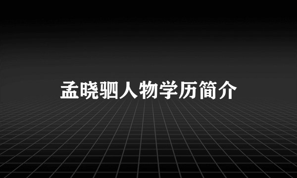 孟晓驷人物学历简介