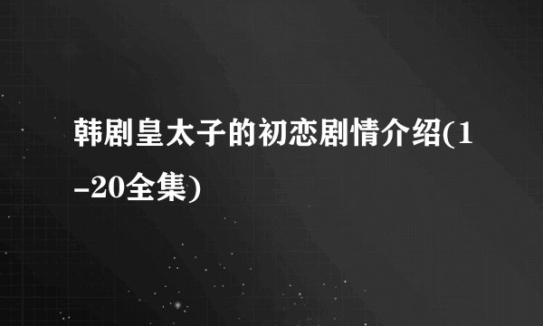 韩剧皇太子的初恋剧情介绍(1-20全集)