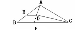 1、如图，在△ABC中，CD平分∠ACB，AD⊥CD，E是AB的中点，AC=20，BC=38，求DE的长。