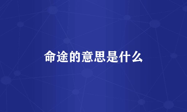 命途的意思是什么