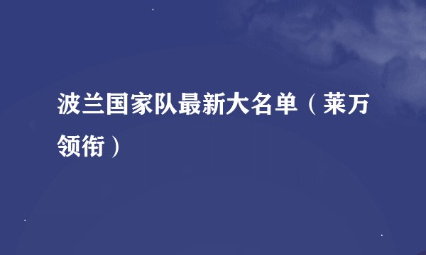 波兰国家队最新大名单（莱万领衔）