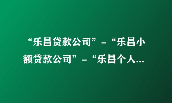 “乐昌贷款公司”-“乐昌小额贷款公司”-“乐昌个人无抵押贷款”
